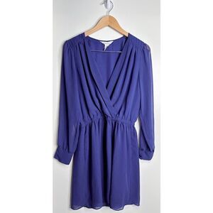 BCBGeneration Dress Womens Size Medium Long Sleeve Purple Wrap Style‎